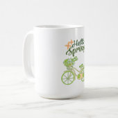 Hello Spring Vintage Bicycle Illustration Koffiemok (Voorkant links)