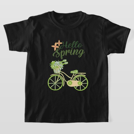 Hello Spring Vintage Bicycle Illustration T-shirt (Laagn)