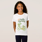 Hello Spring Vintage Bicycle Illustration T-shirt (Voorkant volledig)