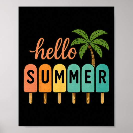 Hello Summer Beach Vacation Ice Cream Popsicle Gif Poster (Voorkant)