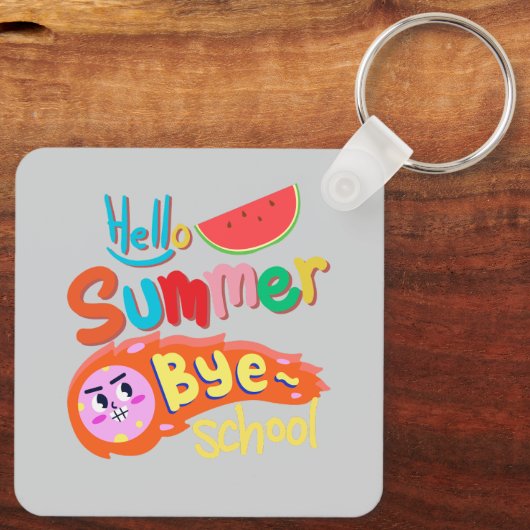 Hello Summer Bye School Art Sleutelhanger (Achterkant)