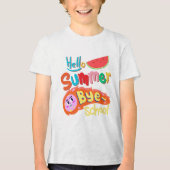 Hello Summer Bye School Cartoon Design Tri-Blend Shirt (Voorkant)