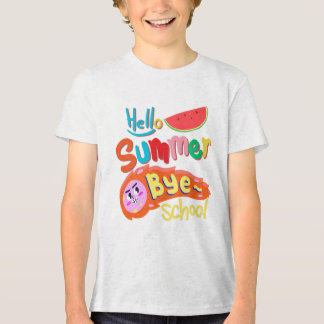 Hello Summer Bye School Cartoon Design Tri-Blend Shirt