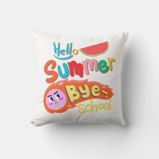Hello Summer Bye School Throw Pillow Kussen