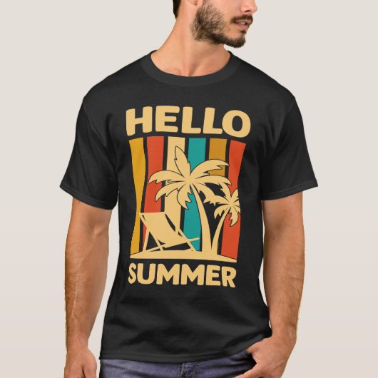 Hello Summer Feeling Tropical Beach Summer Vacatio T-shirt (Voorkant)
