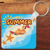 Hello Summer Flamingo Beach Sleutelhanger (Achterkant)