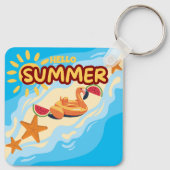 Hello Summer Flamingo Beach Sleutelhanger (Achterkant)
