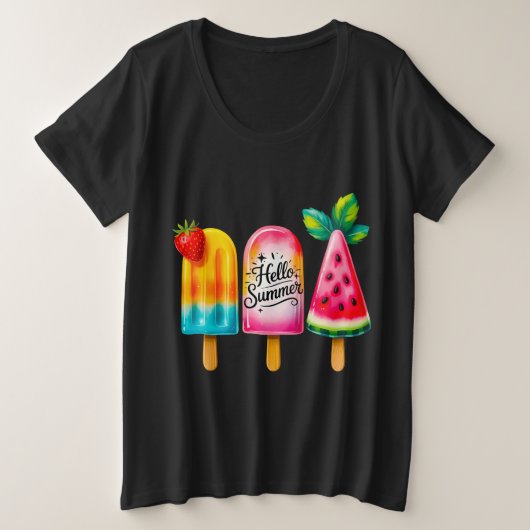 Hello Summer  Grote Maat T-shirt (Design voorkant)