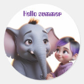 Hello summer holiday ronde sticker (Voorkant)