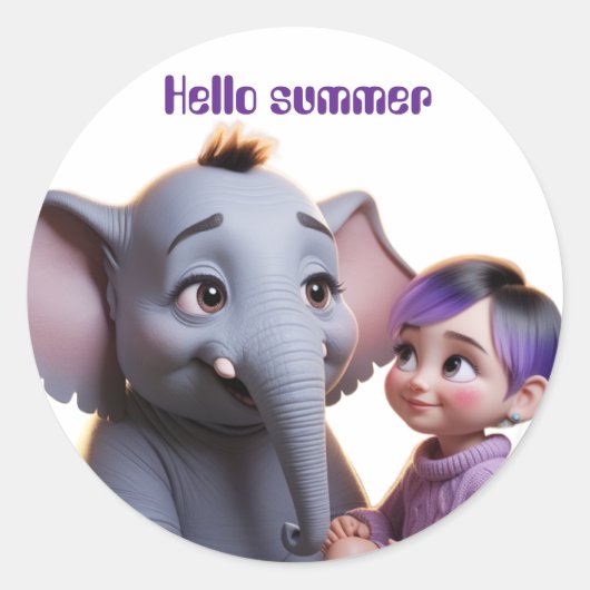 Hello summer holiday ronde sticker (Voorkant)