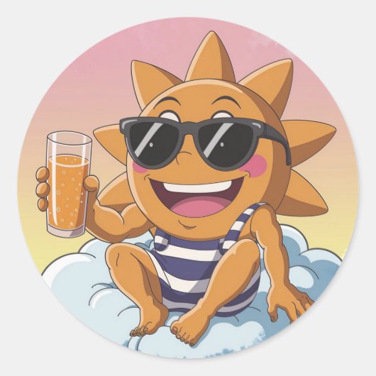 Hello summer holiday ronde sticker (Voorkant)