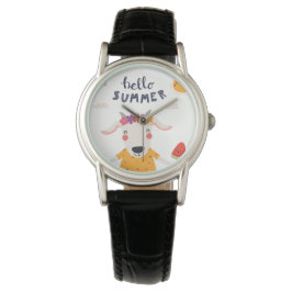 Hello summer, klassiek leder-monument horloge