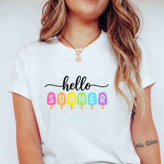Hello Summer Popsicle; Colorful Seasonal Teens T-shirt