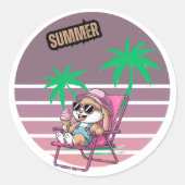 Hello summer ronde sticker (Voorkant)