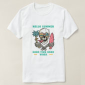 "Hello Summer – Skull Surfer Good Vibes" T-shirt (Design voorkant)