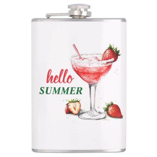 Hello Summer | Strawberry Cocktail Flask Heupfles (Voorkant)