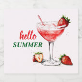 Hello Summer | Strawberry Cocktail Liquor Label Likeurfles Etiket (Enkel label)