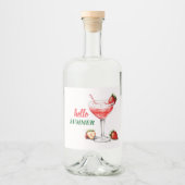 Hello Summer | Strawberry Cocktail Liquor Label Likeurfles Etiket (Voorkant)