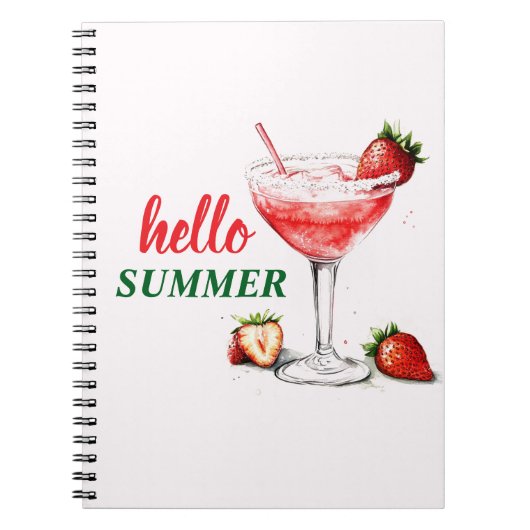 Hello Summer | Strawberry Cocktail Notebook Notitieboek (Voorkant)
