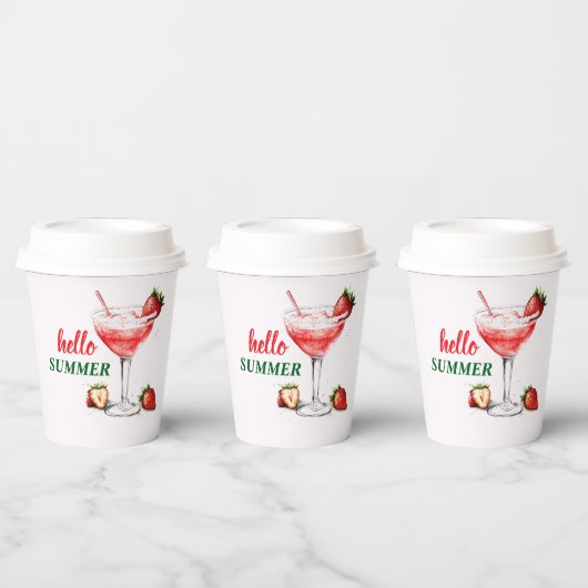 Hello Summer | Strawberry Cocktail Paper Cups Papieren Bekers (Multi)