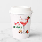 Hello Summer | Strawberry Cocktail Paper Cups Papieren Bekers (Voorkant)
