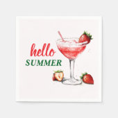 Hello Summer | Strawberry Cocktail Paper Napkins Servet (Voorkant)