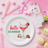Hello Summer | Strawberry Cocktail Paper Plate Papieren Bordje (Feest)