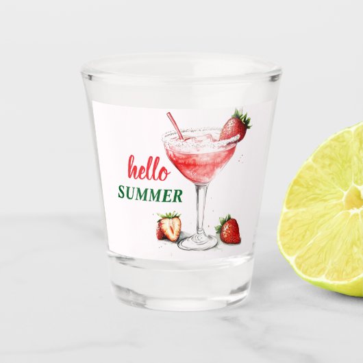 Hello Summer | Strawberry Cocktail Shot Glass Glas (Voorkant)