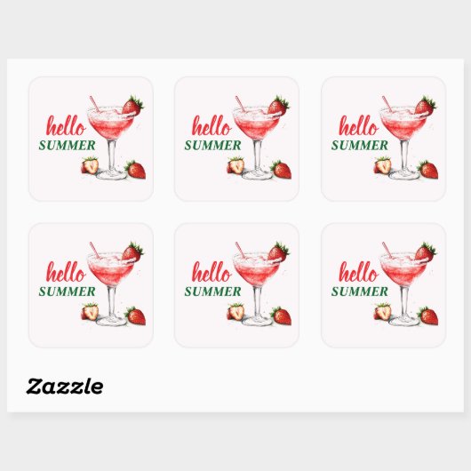 Hello Summer | Strawberry Cocktail Sticker (Vel)