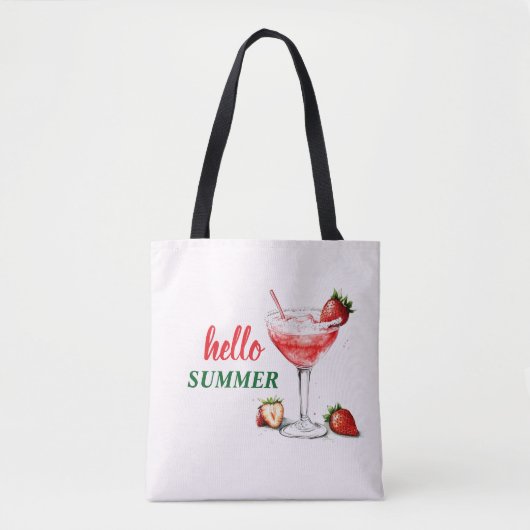 Hello Summer | Strawberry Cocktail Tote Bag (Voorkant)