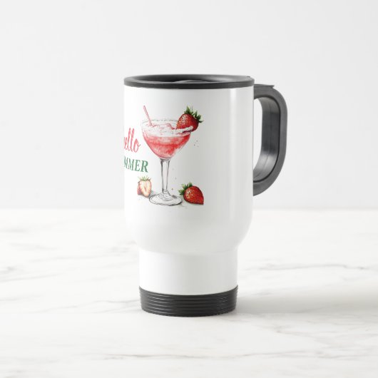 Hello Summer | Strawberry Cocktail Travel Mug Reisbeker (Voorkant rechts)