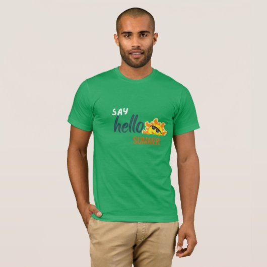 Hello Summer T-Shirt – Modern Graphic Tee for Beac (Voorkant volledig)