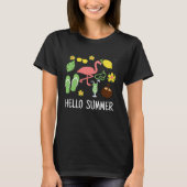 Hello Summer Vacation Flamingo Flip Flop Beach Lov T-shirt (Voorkant)