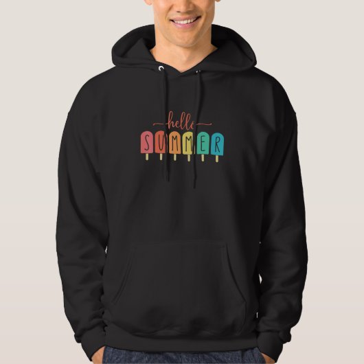 Hello Summer Vacation Ice Cream Popsicle Ice Lolly Hoodie (Voorkant)
