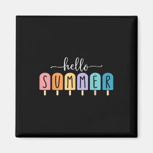 Hello Summer Vacation Ice Cream Popsicle Ice Lolly Magneet