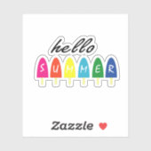 Hello Summer Vacation Ice Cream Popsicle Ice Lolly Sticker (Vel)