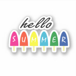 Hello Summer Vacation Ice Cream Popsicle Ice Lolly Sticker