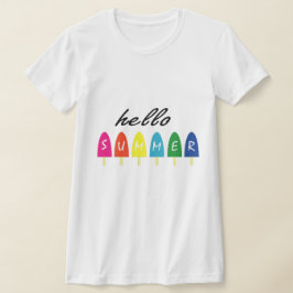 Hello Summer Vacation Ice Cream Popsicle Ice Lolly T-shirt