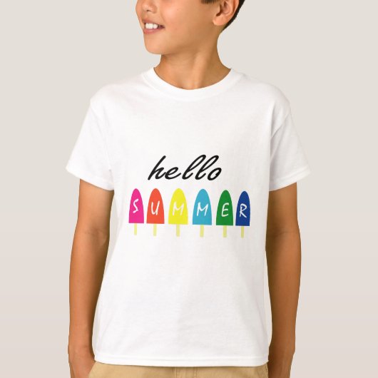 Hello Summer Vacation Ice Cream Popsicle Ice Lolly T-shirt (Voorkant)