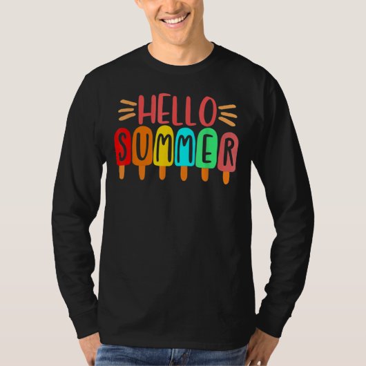 Hello Summer Vacation Ice Cream Popsicle Ice Lolly T-shirt (Voorkant)