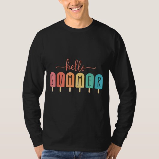 Hello Summer Vacation Ice Cream Popsicle Ice Lolly T-shirt (Voorkant)