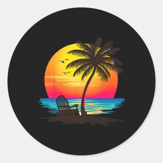 Hello Summer Vibes Vacation Mens Womens Beach Crui Ronde Sticker (Voorkant)