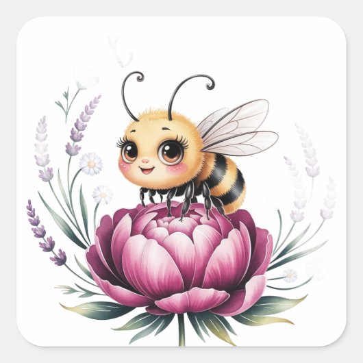 Hello summer  vierkante sticker (Voorkant)