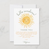 Hello Sunshine Baby Shower Bedankkaart (Voorkant)