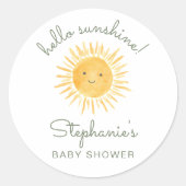 Hello Sunshine Baby Shower  Ronde Sticker (Voorkant)