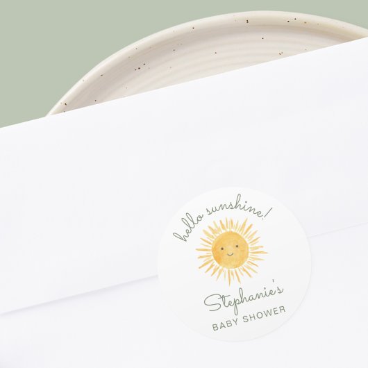 Hello Sunshine Baby Shower  Ronde Sticker