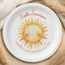 Hello Sunshine Boho Gender Neutral Sun Baby Shower Papieren Bordje