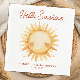 Hello Sunshine Boho Gender Neutral Sun Baby Shower Servet