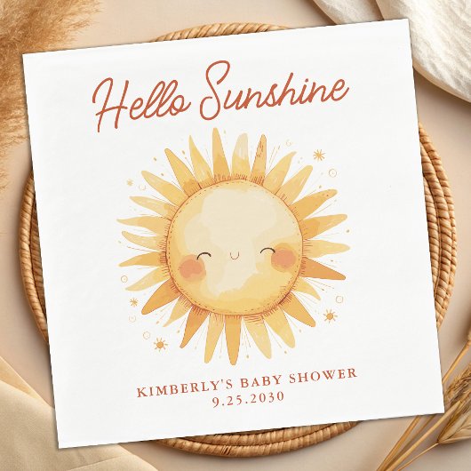 Hello Sunshine Boho Sun Gender Neutral Baby Shower Servet