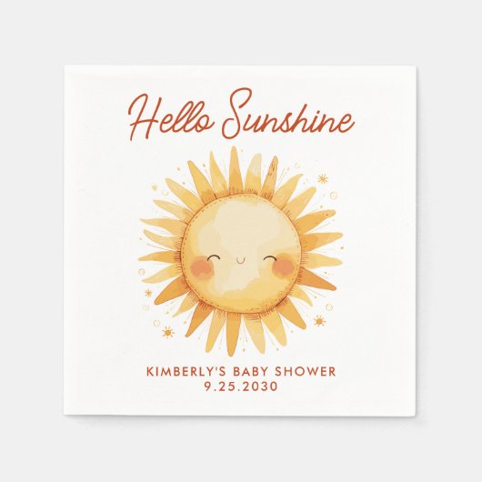Hello Sunshine Boho Sun Gender Neutral Baby Shower Servet (Voorkant)
